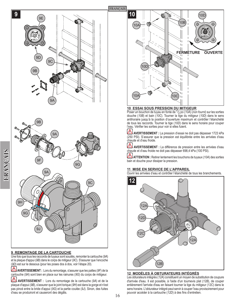 Fran ç ais | Pfister JX8-340P User Manual | Page 16 / 20