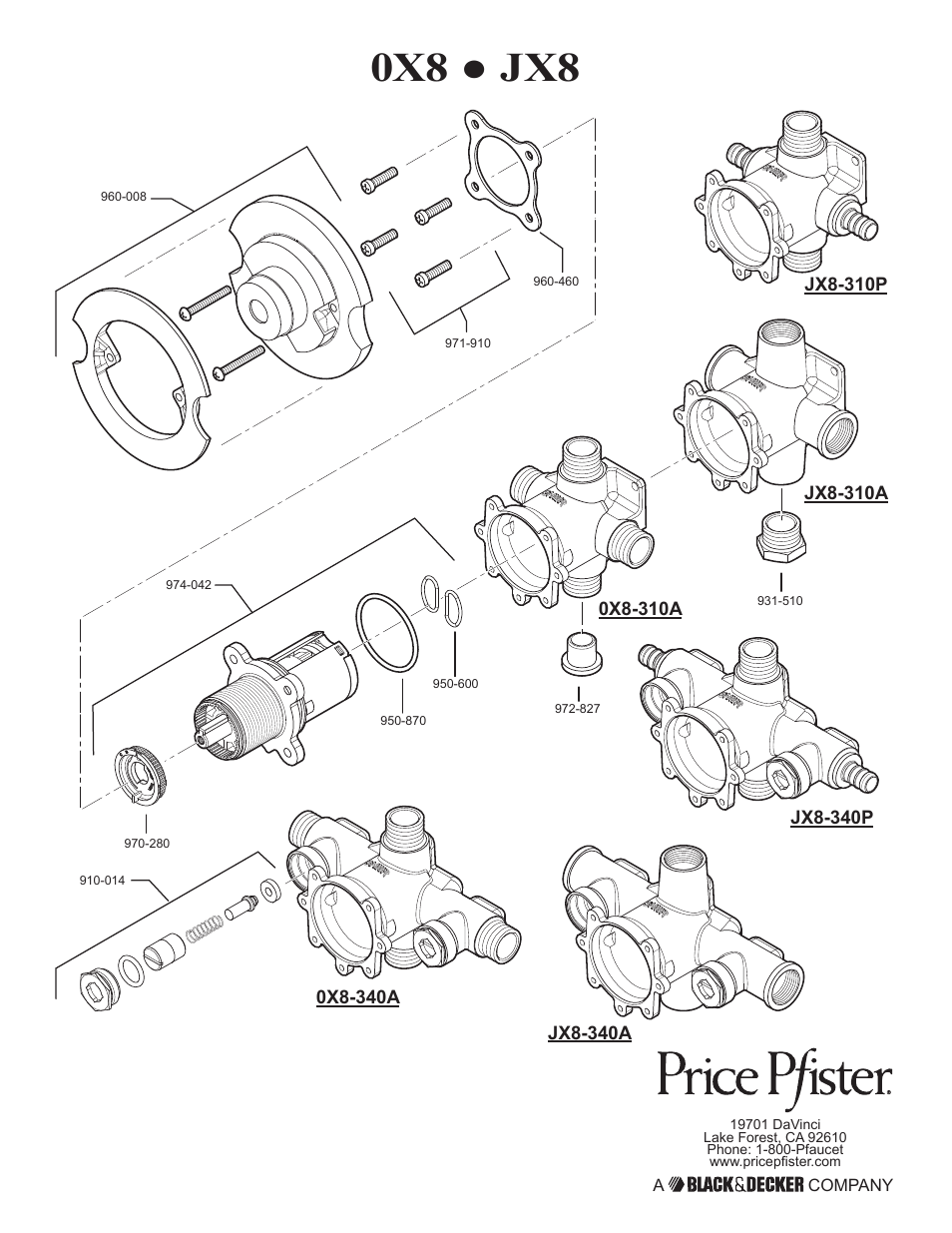 0x8 ● jx8 | Pfister JX8-340P User Manual | Page 20 / 20
