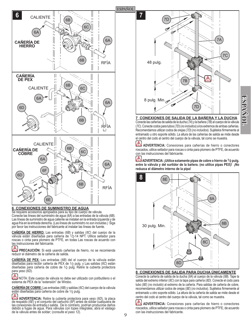 Esp a ñ ol | Pfister JX8-340P User Manual | Page 9 / 20