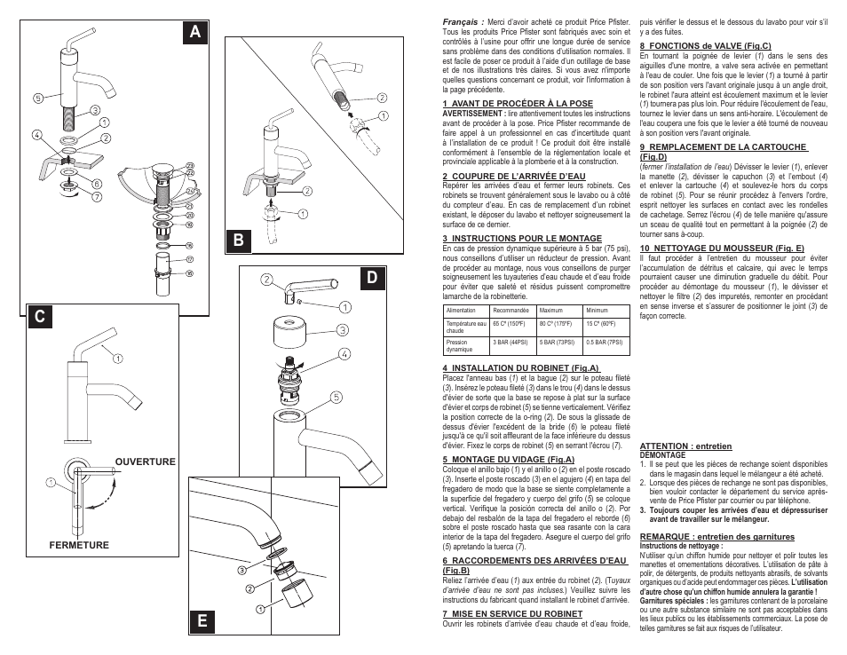 Db a e c | Pfister A51-ANFC User Manual | Page 4 / 6