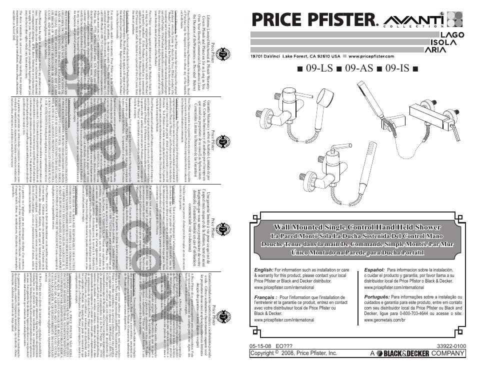 Pfister A09-AS1C User Manual | 6 pages