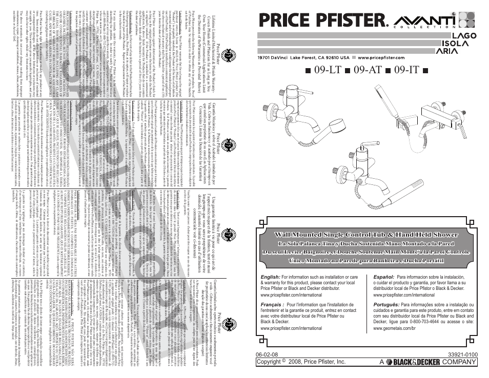 Pfister A09-AT1C User Manual | 6 pages