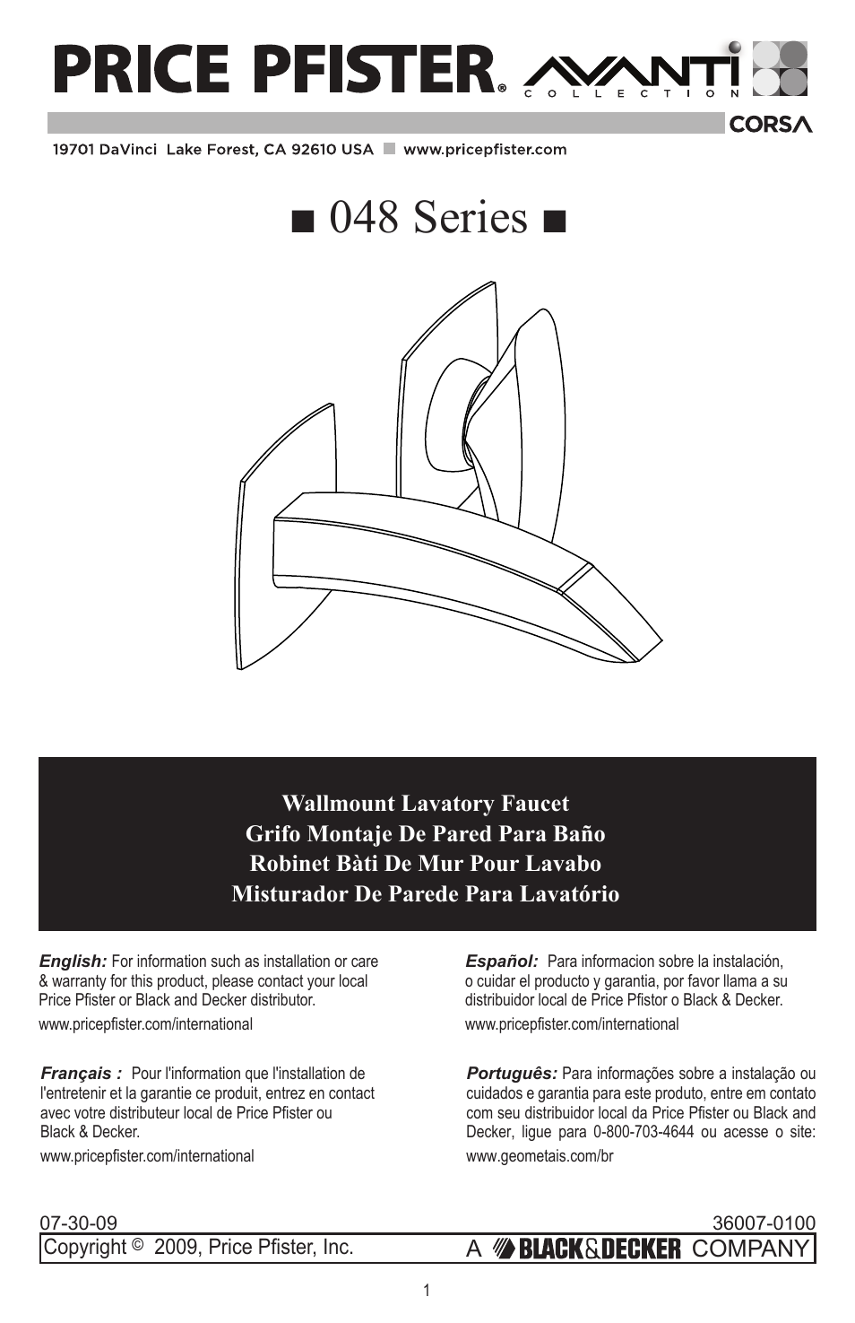 Pfister 048-CNFC User Manual | 12 pages