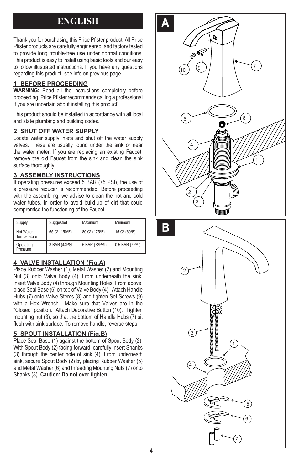 English | Pfister 049-CNFC User Manual | Page 4 / 16