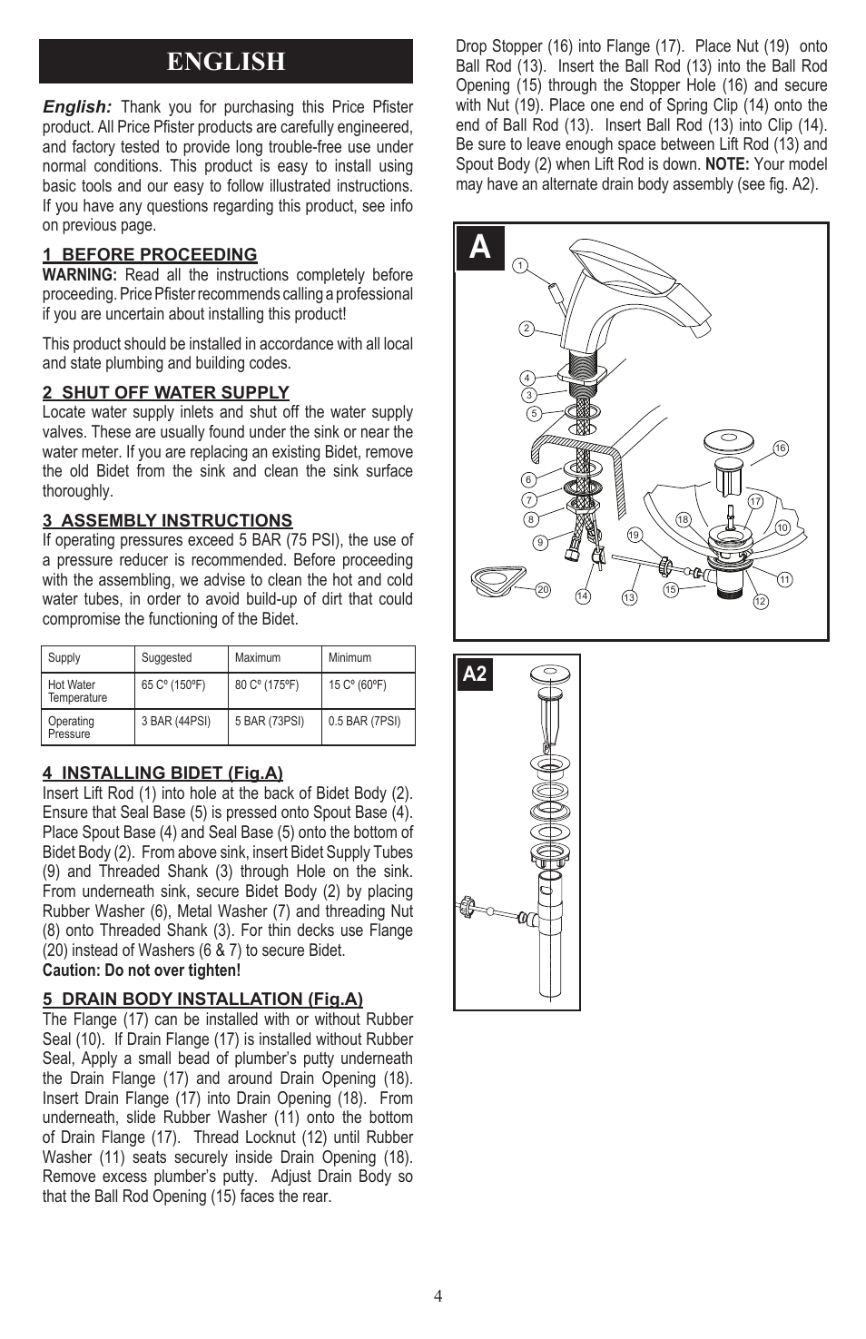 English | Pfister 023-CNFC/023-CNFCA User Manual | Page 4 / 12
