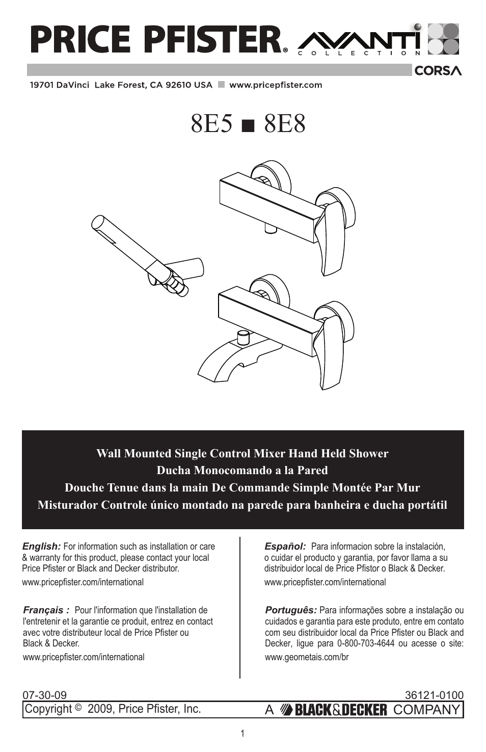 Pfister 8E8-CT1C User Manual | 16 pages