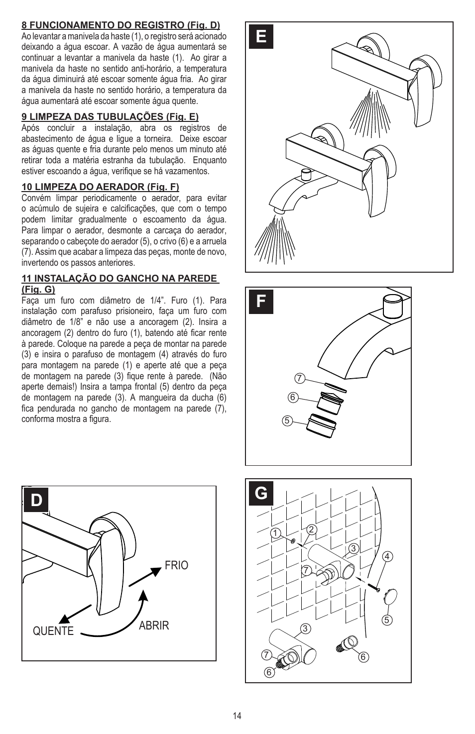 Quente frio abrir | Pfister 8E8-CT1C User Manual | Page 14 / 16