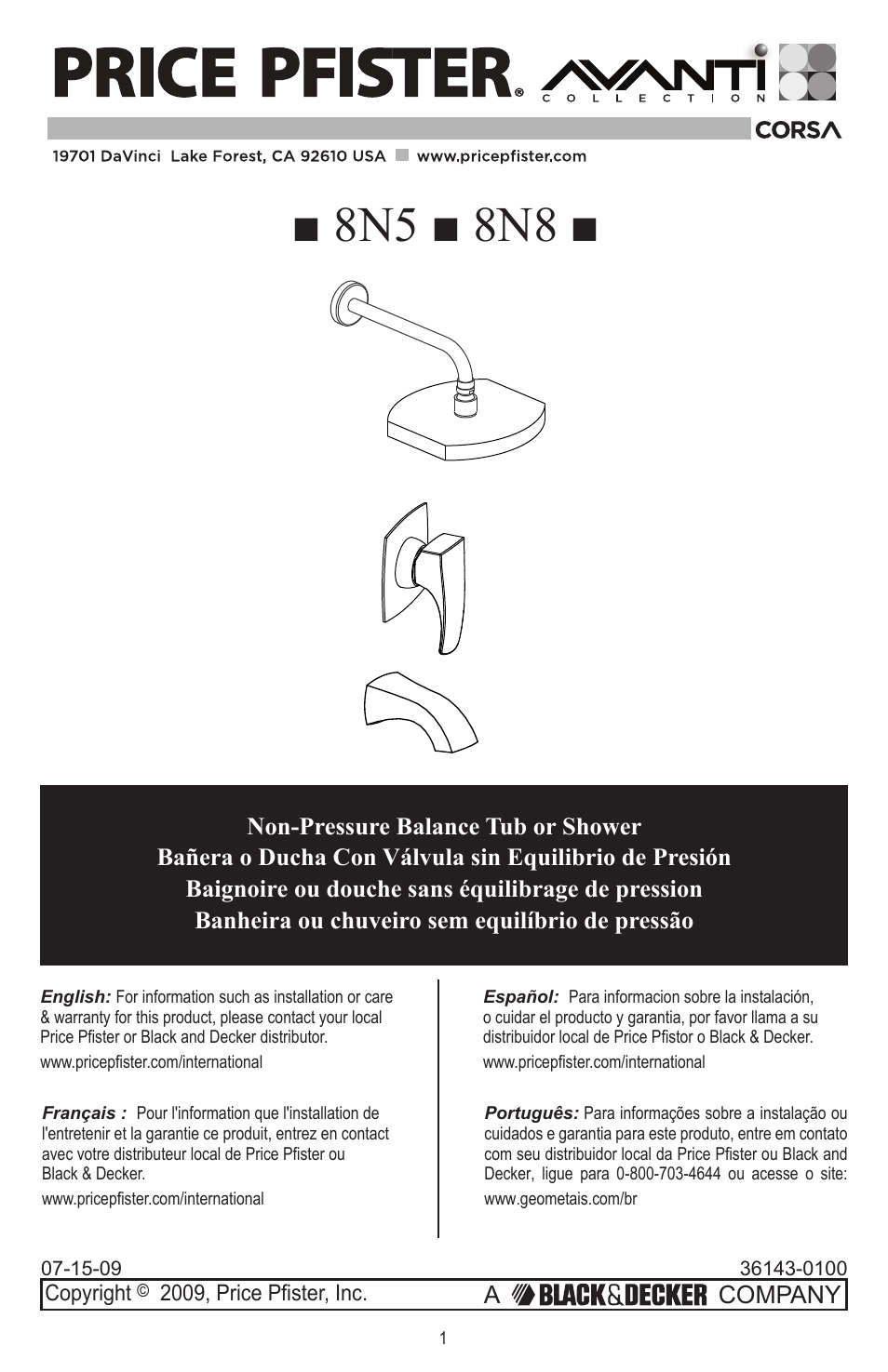 Pfister 8N8-CT0C User Manual | 16 pages