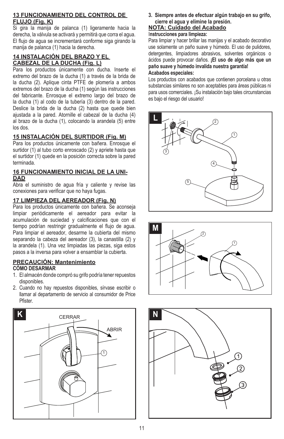 Pfister 8T5-CS0C User Manual | Page 11 / 20