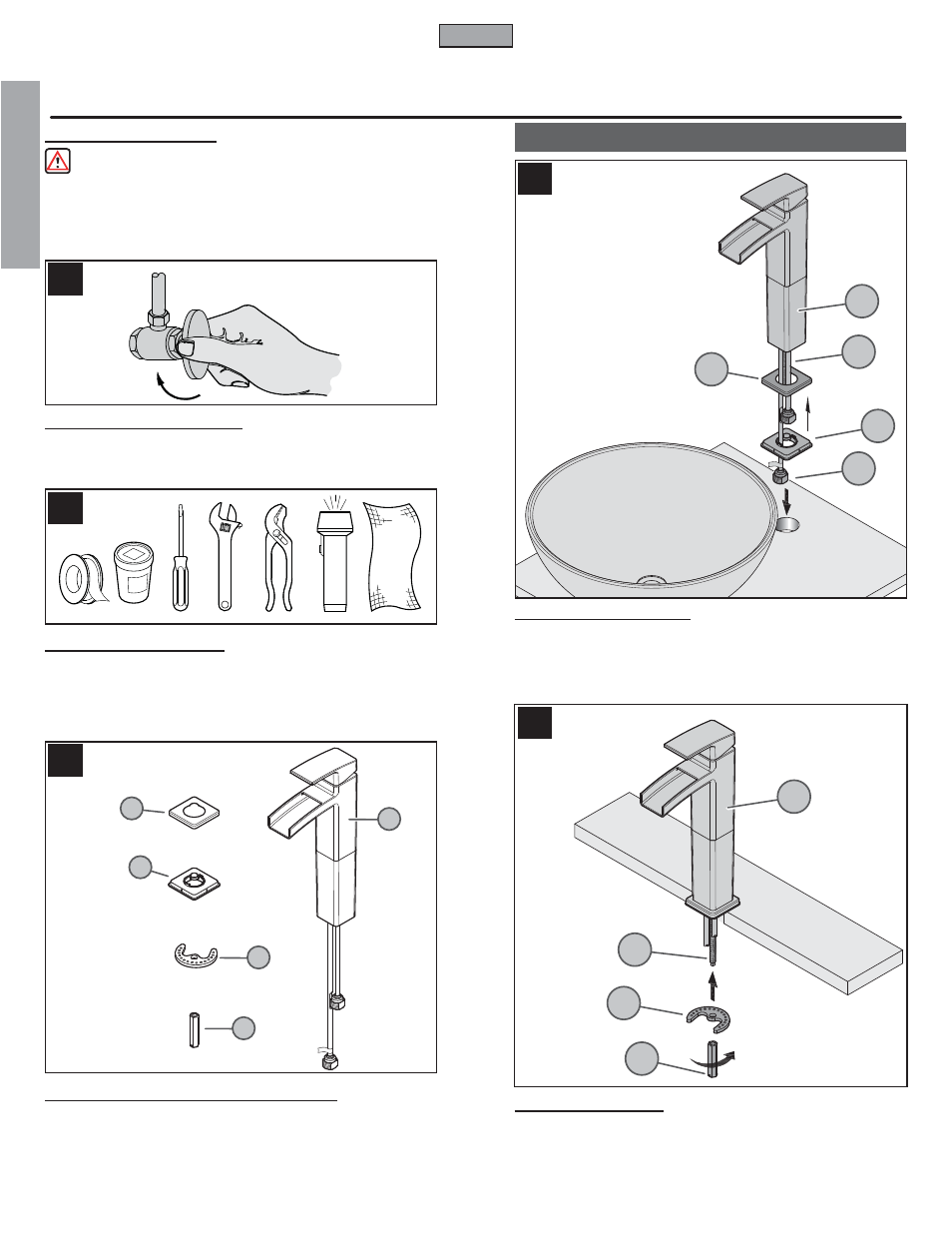 En g l is h english, Faucet installation | Pfister T40-DF0C User Manual | Page 2 / 12