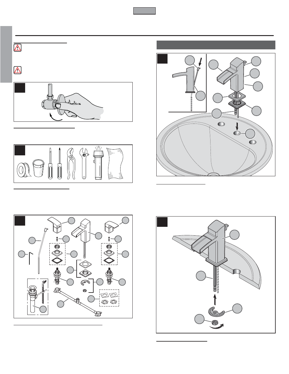 En g l is h english, Faucet installation | Pfister T49-DF0C User Manual | Page 2 / 14