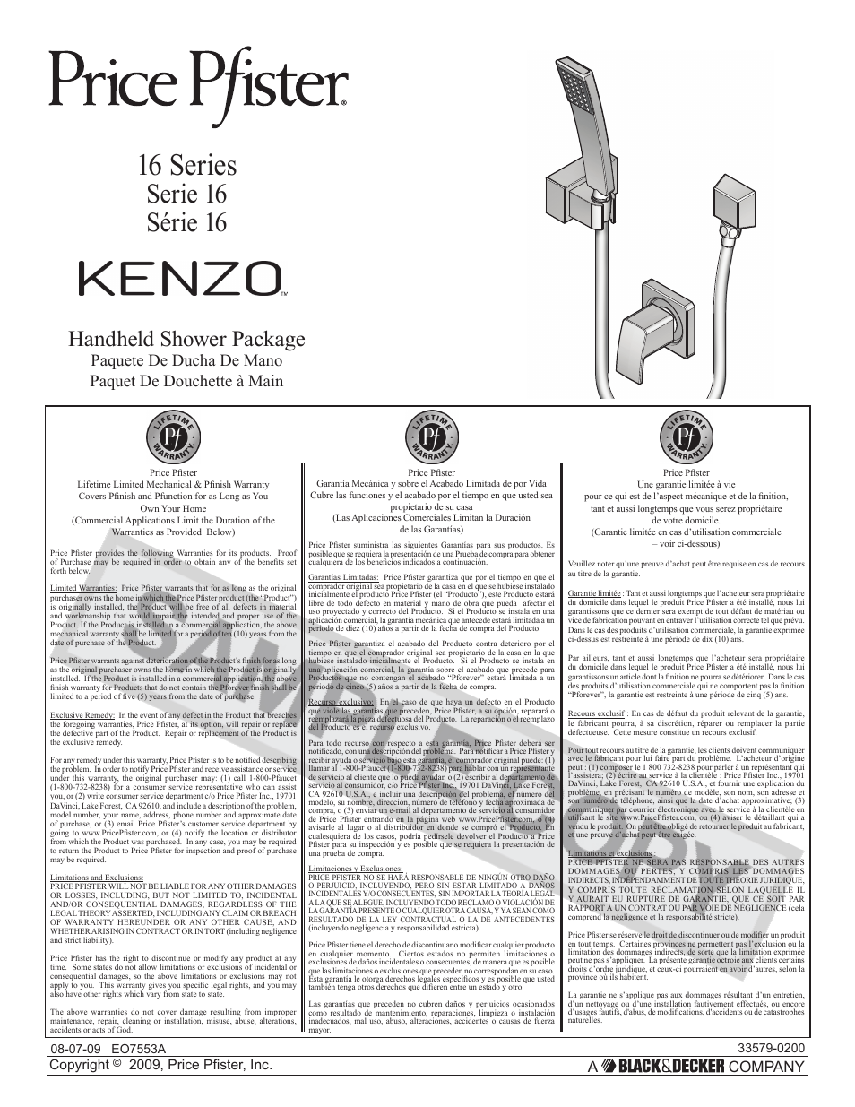 Pfister 016-2DFC User Manual | 12 pages