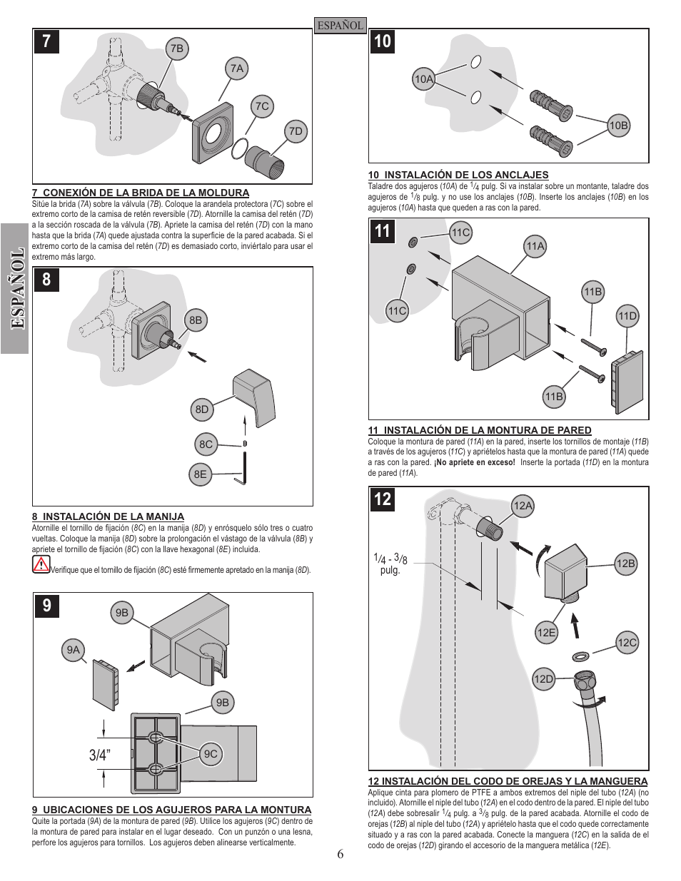 Es pa ñ o l | Pfister 016-2DFC User Manual | Page 6 / 12