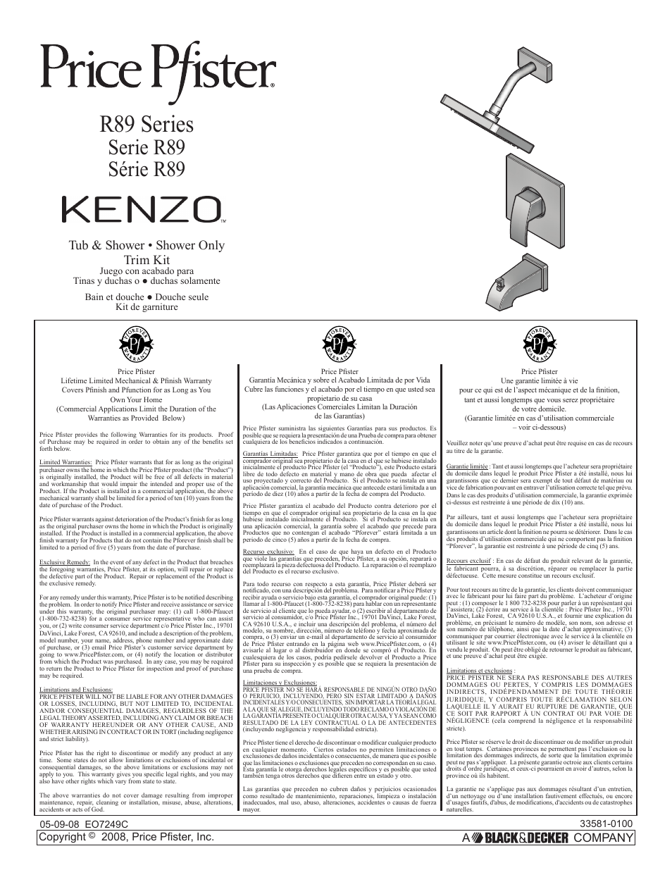 Pfister R89-7DFC User Manual | 14 pages