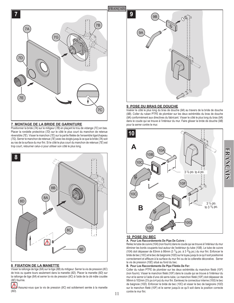 Fran ç ais | Pfister R89-7DFC User Manual | Page 11 / 14