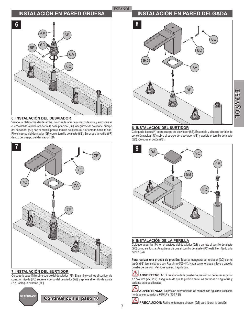 Esp a ñ ol | Pfister RT6-3DFC User Manual | Page 7 / 14
