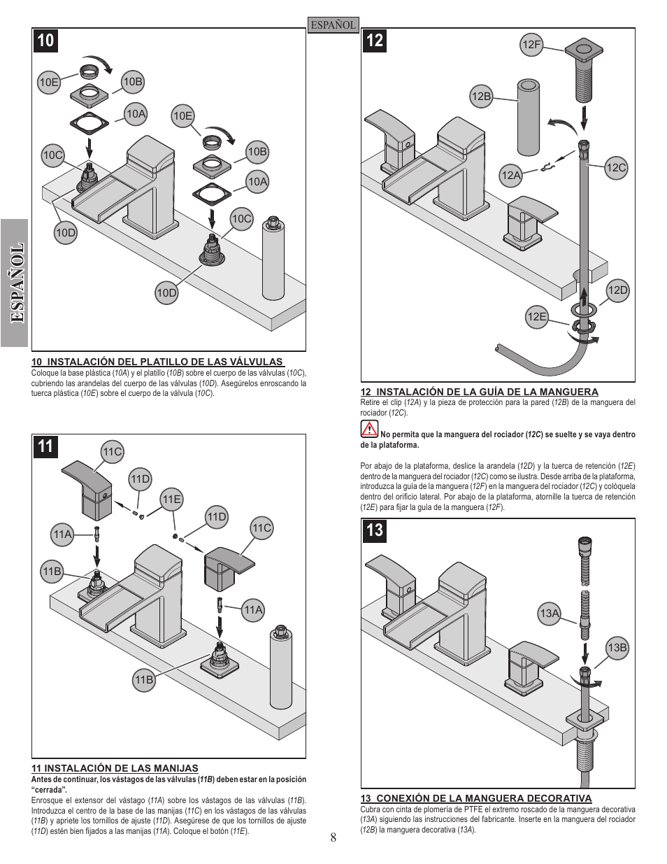 Esp a ñ ol | Pfister RT6-3DFC User Manual | Page 8 / 14