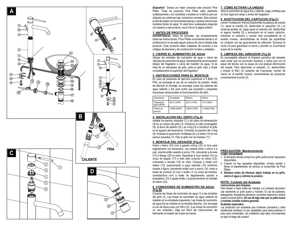 Da c b | Pfister A40-LNFCA User Manual | Page 3 / 6