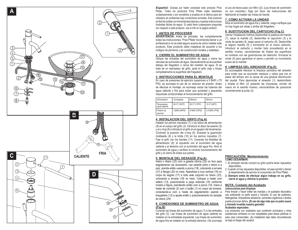 Dc b a | Pfister A42-LNFCA User Manual | Page 3 / 6