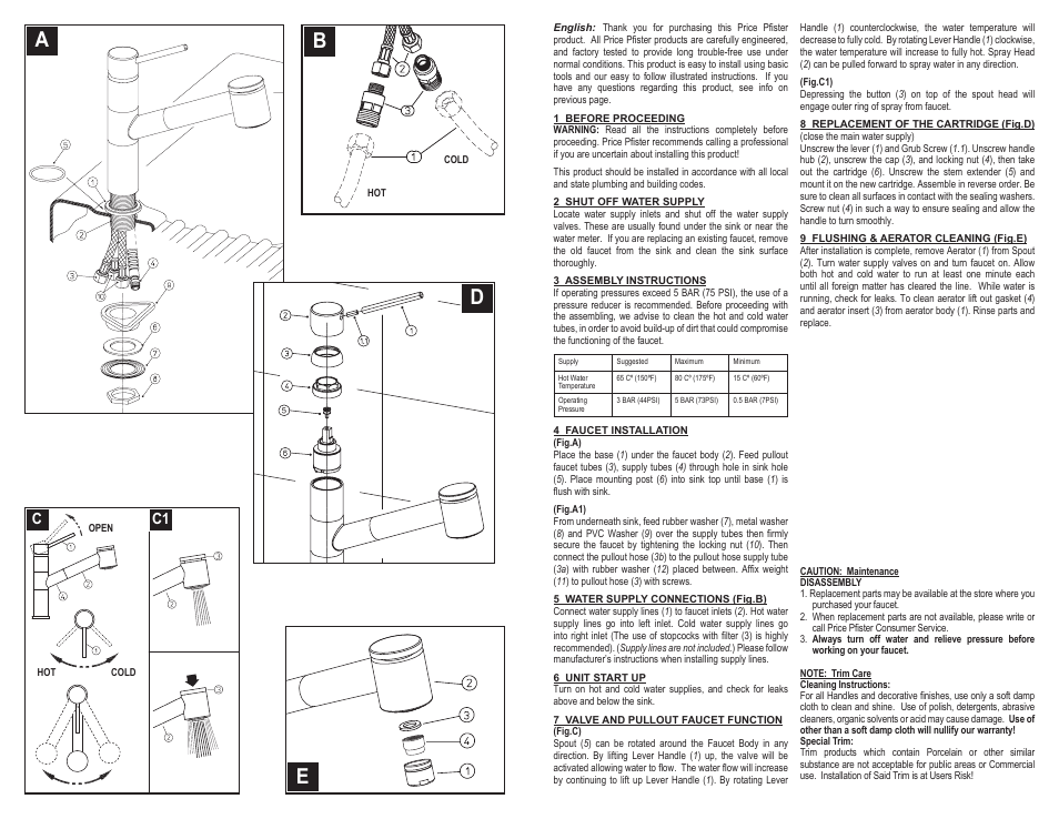 Ea d b | Pfister A533-L50CC User Manual | Page 2 / 6