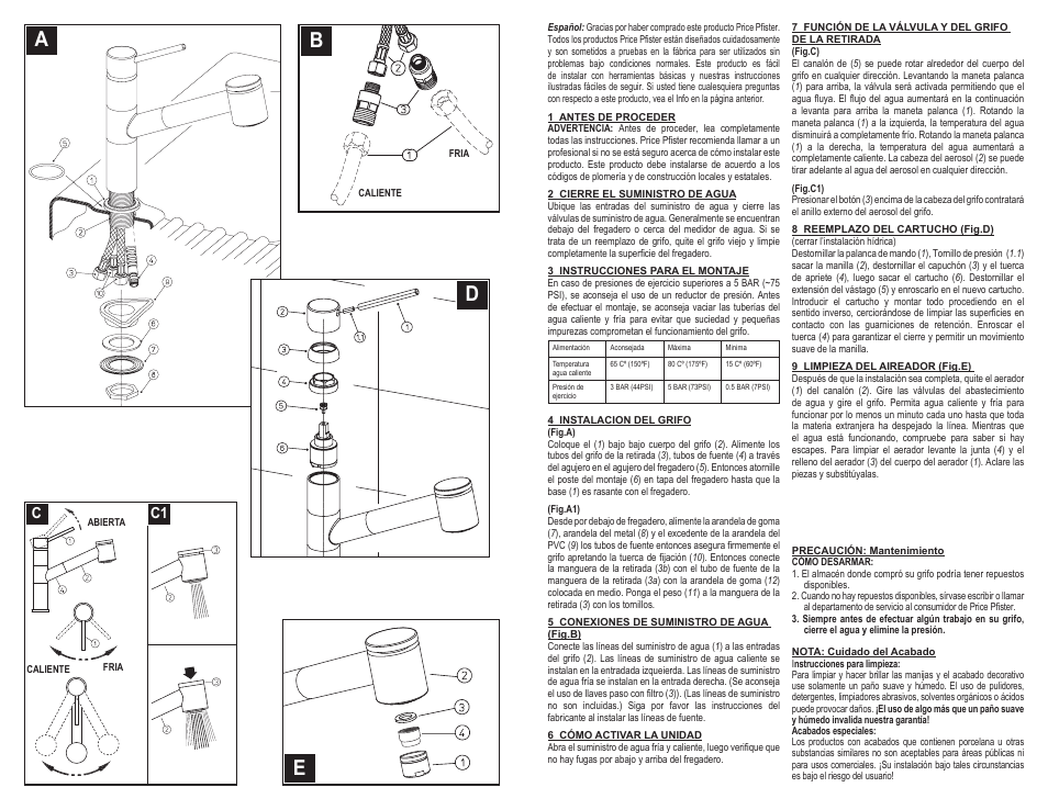 Ea d b | Pfister A533-L50CC User Manual | Page 3 / 6