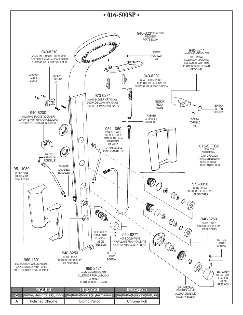 500sp, 826a, Sftcb | Pfister 016-500SP User Manual | Page 2 / 14