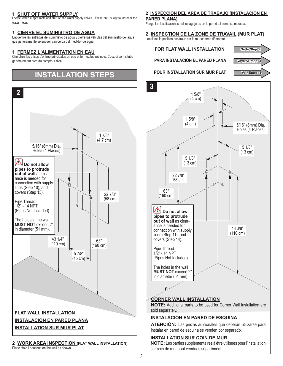 Installation steps | Pfister 016-500SP User Manual | Page 3 / 14