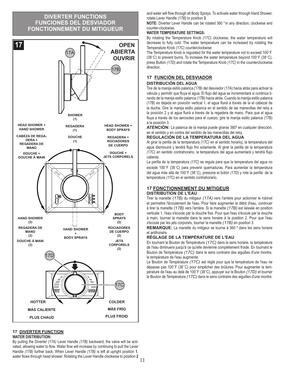 Open abierta ouvrir | Pfister 016-600SP User Manual | Page 11 / 14