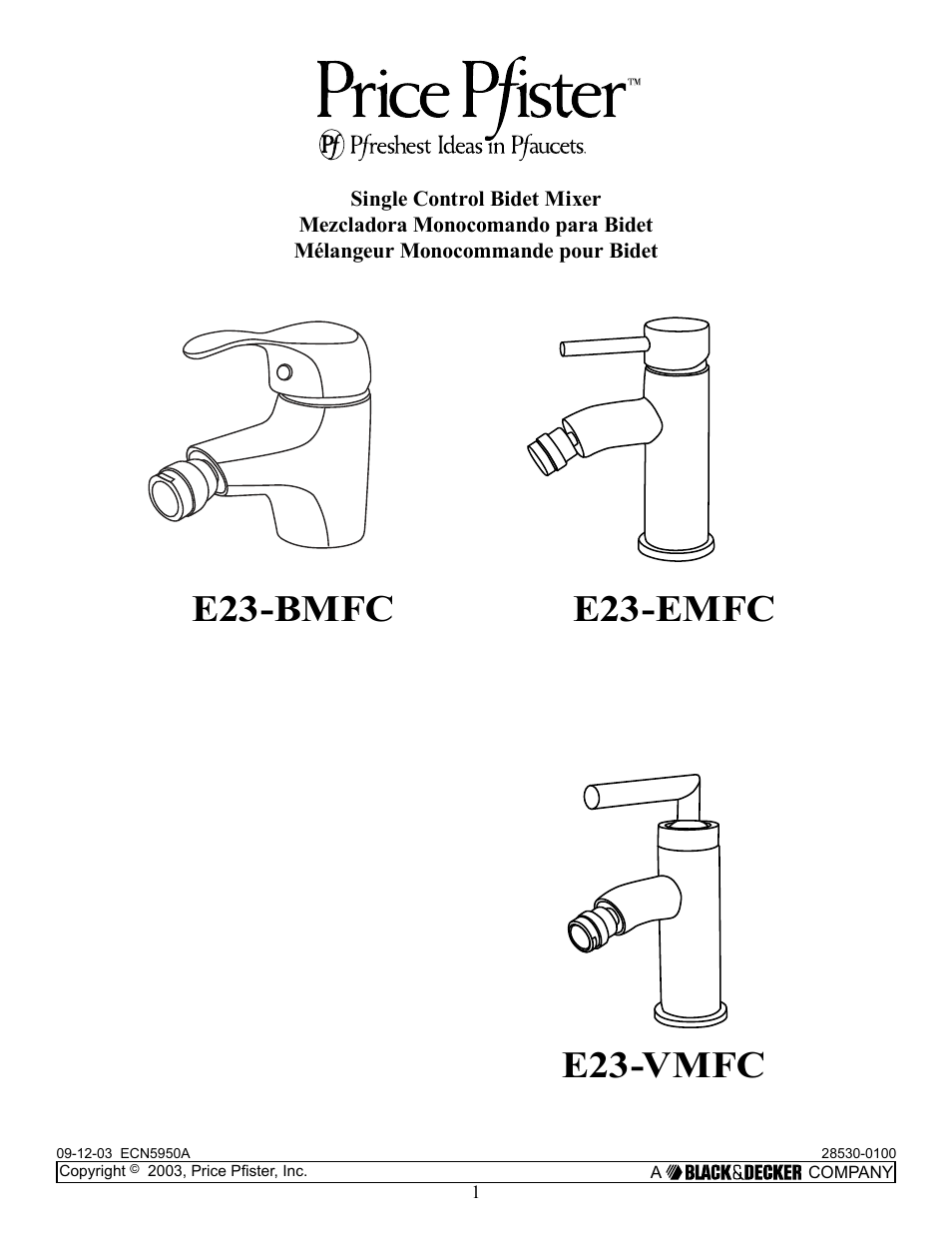 Pfister E23-BMFC User Manual | 8 pages
