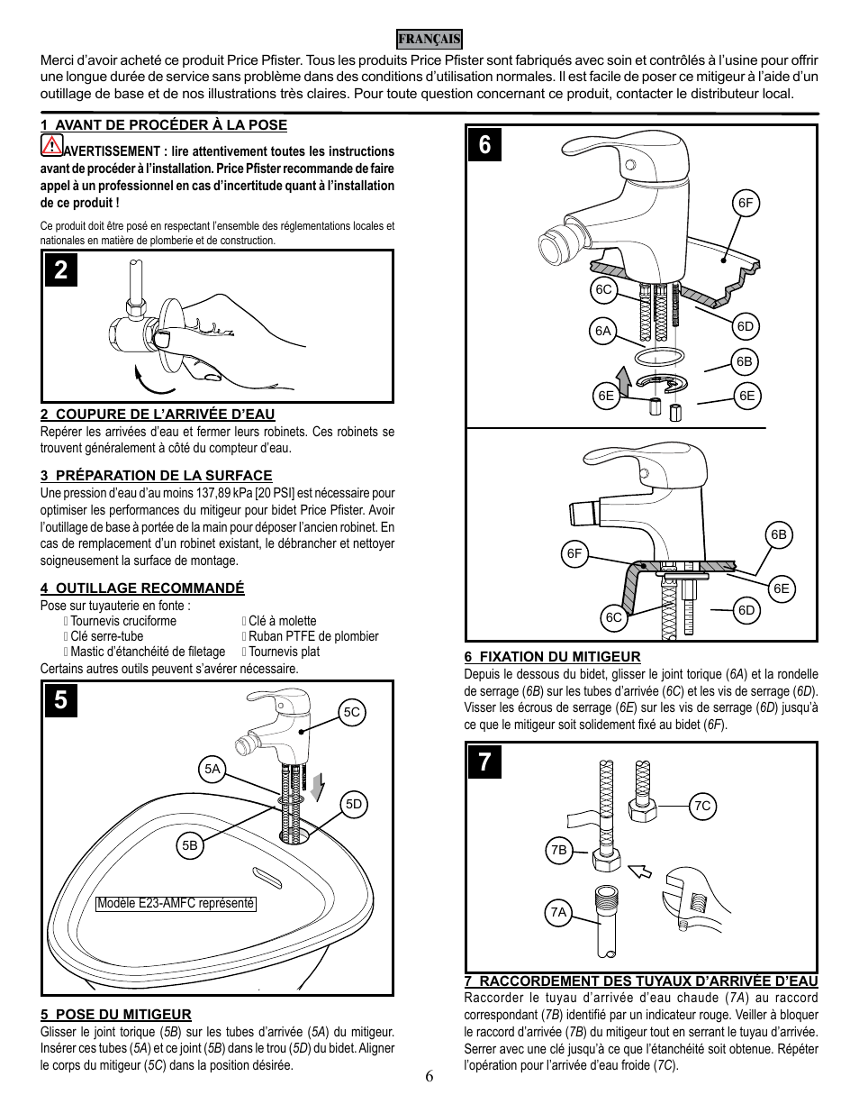 Pfister E23-BMFC User Manual | Page 6 / 8