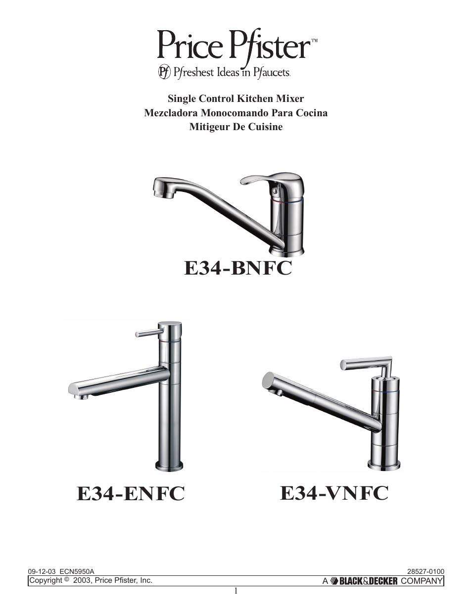 Pfister E34-BNFC User Manual | 8 pages