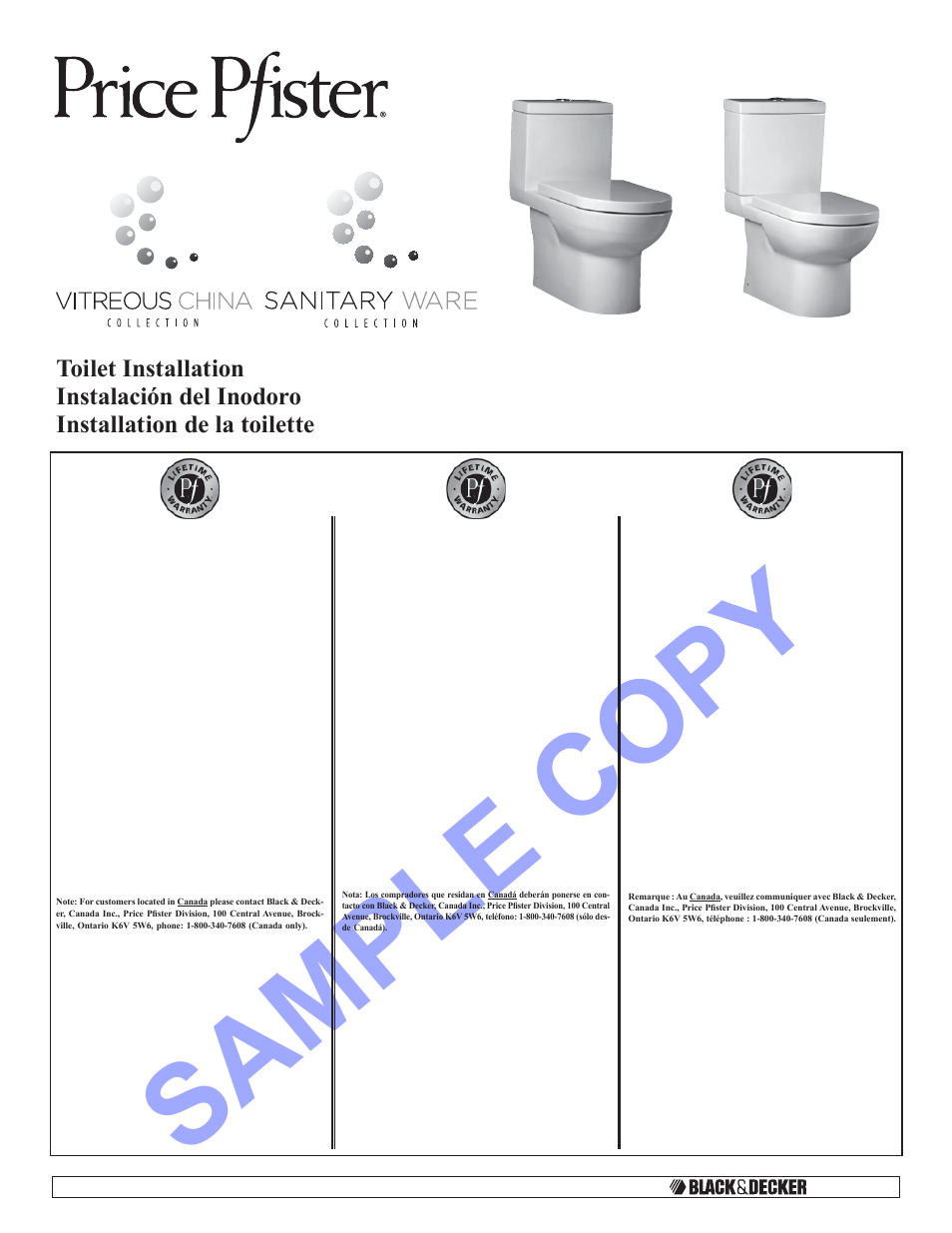 Pfister VTP-E10W User Manual | 14 pages