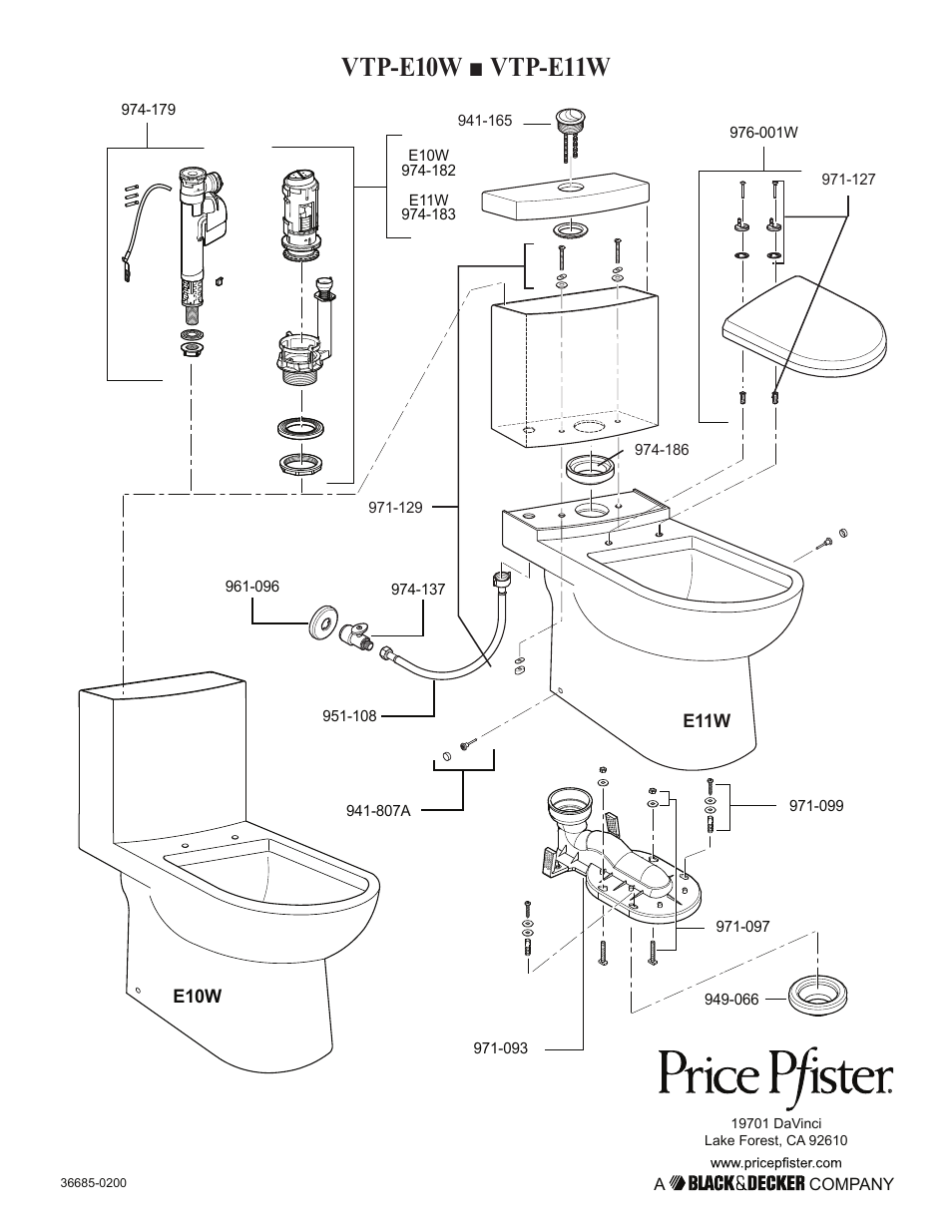 Vtp-e10w ■ vtp-e11w | Pfister VTP-E11WE User Manual | Page 14 / 14