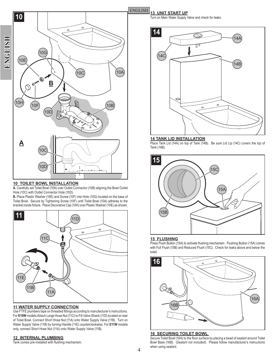 En g li sh | Pfister VTP-E11WE User Manual | Page 4 / 14