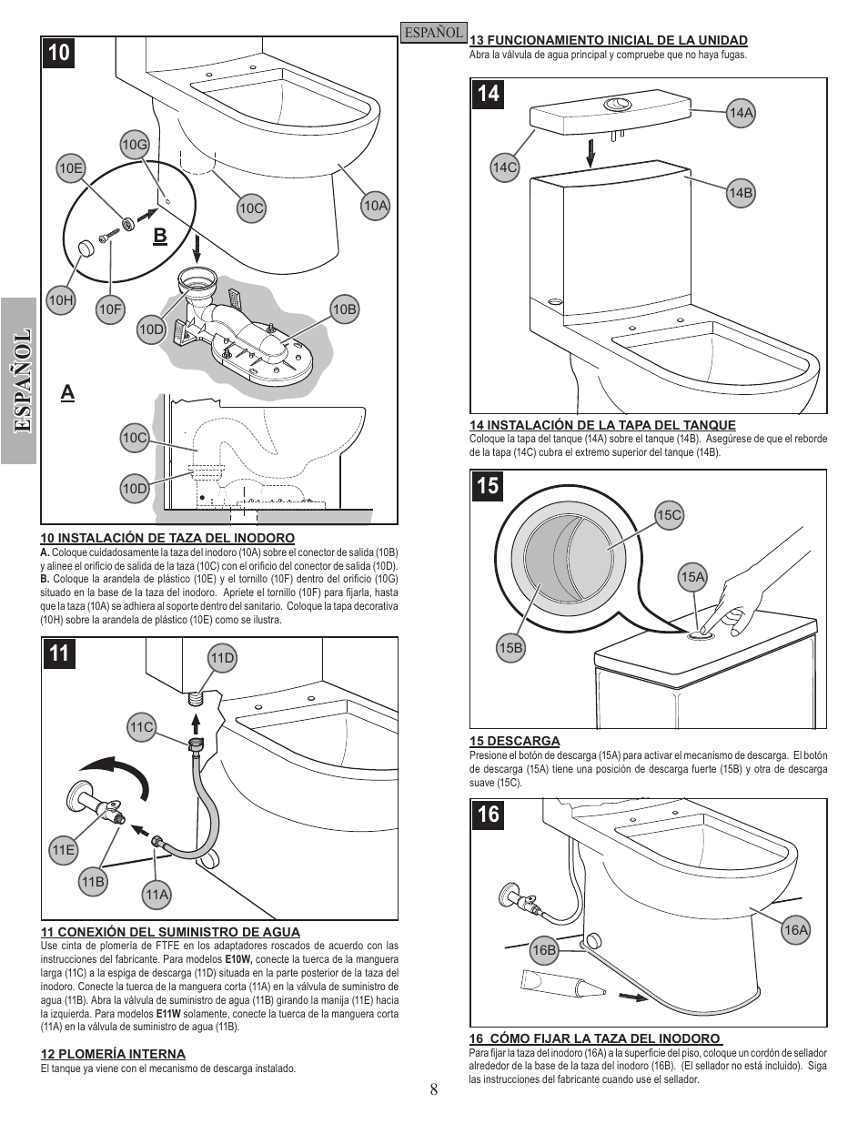 Es pa ñ o l | Pfister VTP-E11WE User Manual | Page 8 / 14