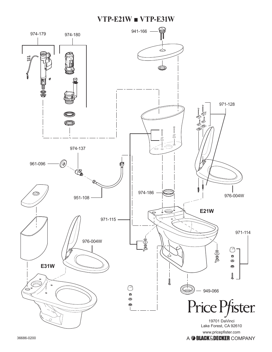 Vtp-e21w ■ vtp-e31w | Pfister VTP-E21W User Manual | Page 14 / 14