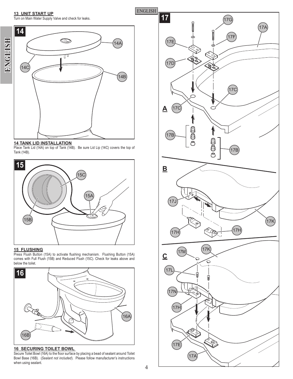 En g li sh, Ab c | Pfister VTP-E21W User Manual | Page 4 / 14