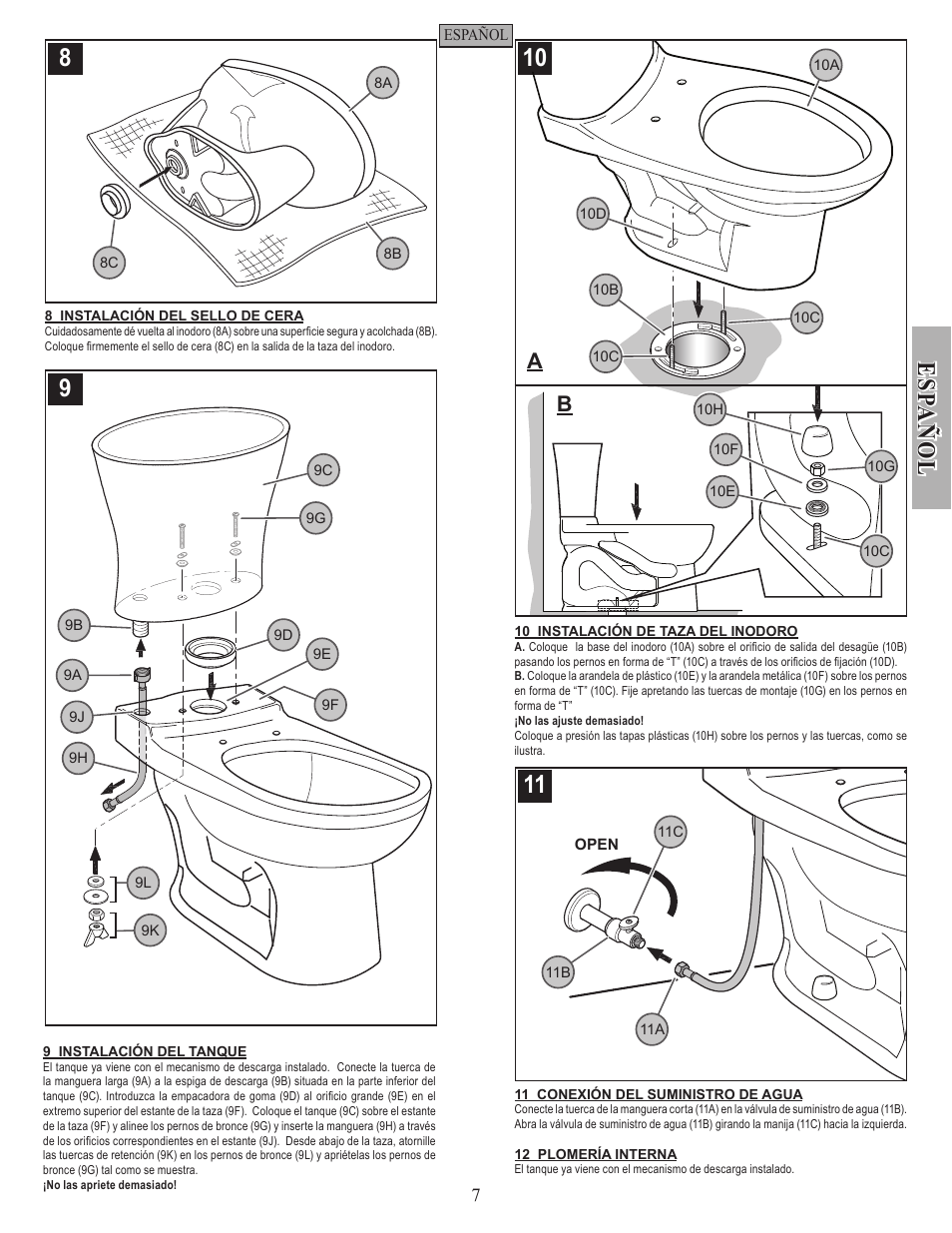 Es pa ñ o l | Pfister VTP-E21W User Manual | Page 7 / 14