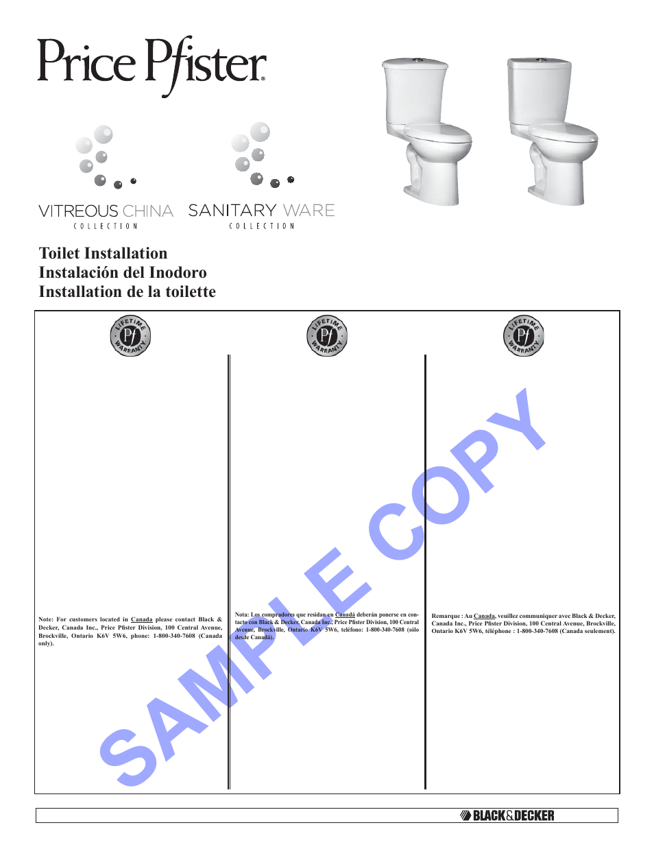 Pfister VTP-E31W User Manual | 14 pages