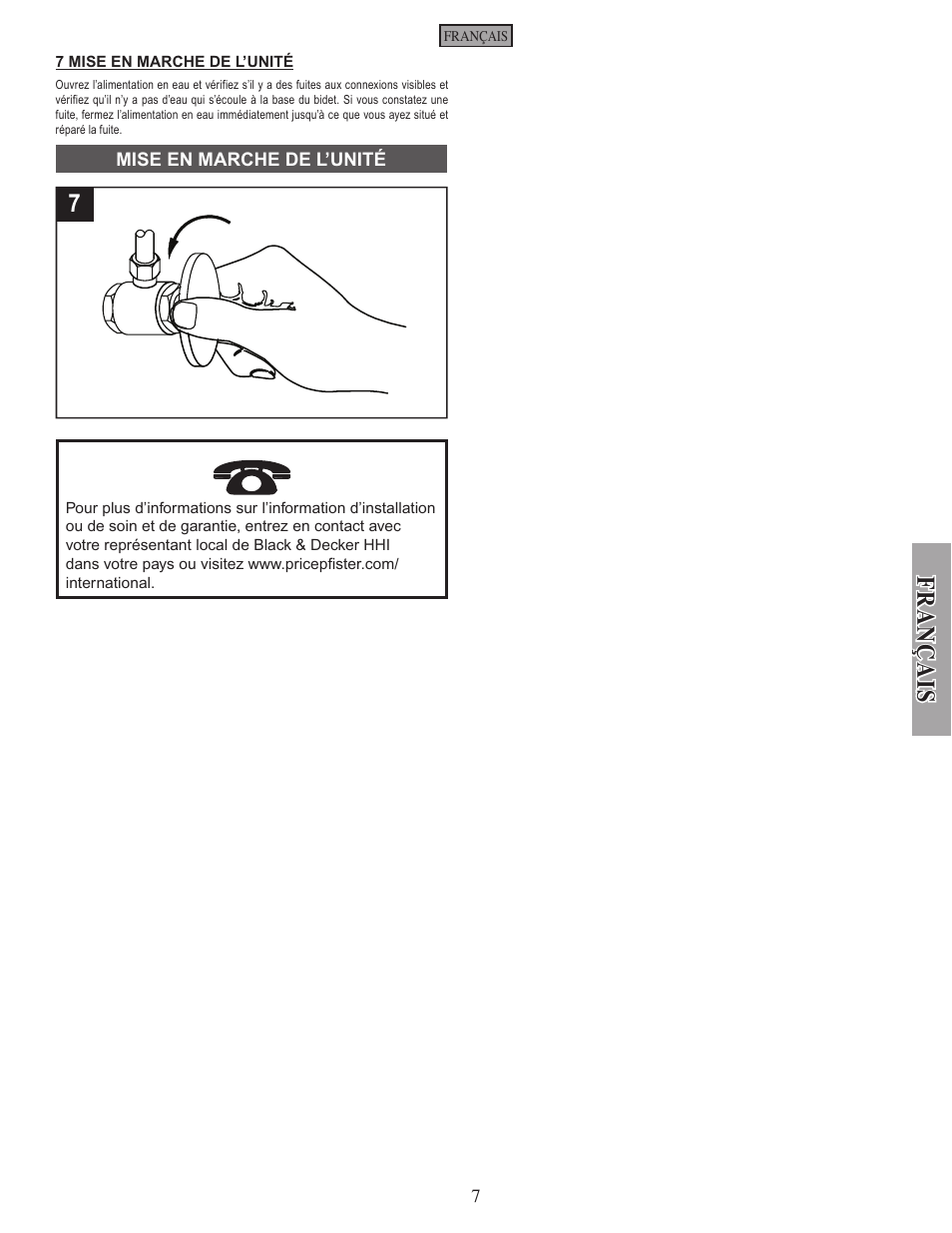 Fran çais | Pfister VBP-C10W User Manual | Page 7 / 7