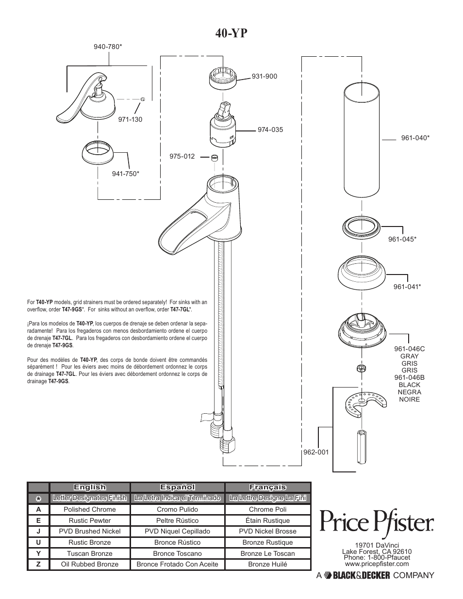 Pfister GT40-YP0Y User Manual | Page 12 / 12