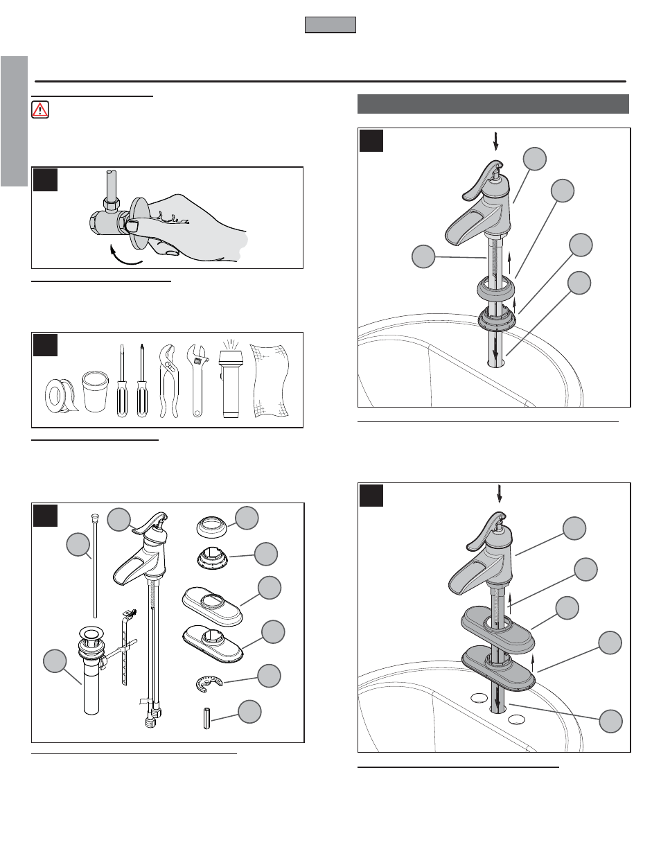 En g l is h english, Faucet installation | Pfister GT42-YP0Y User Manual | Page 2 / 14