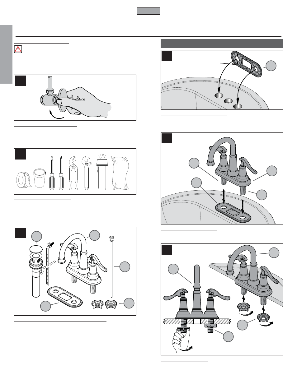 En g l is h english, Faucet installation | Pfister GT43-YP0Y User Manual | Page 2 / 14