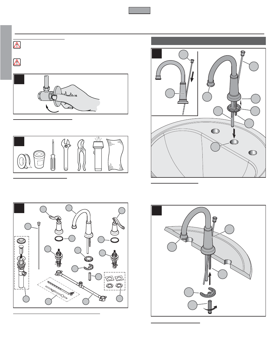 En g l is h english, Faucet installation | Pfister GT49-YP0Y User Manual | Page 2 / 14
