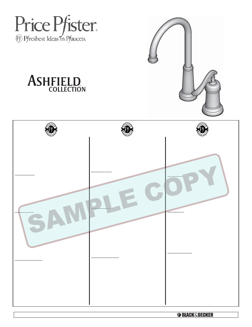 Pfister GT72-YP2Y User Manual | 12 pages