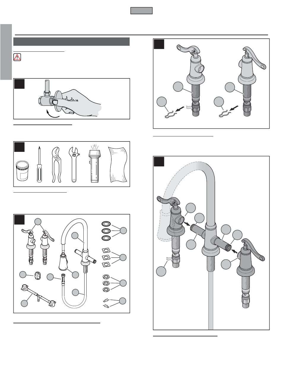 En g l is h english, Preliminary steps | Pfister GT531-YPY User Manual | Page 2 / 18
