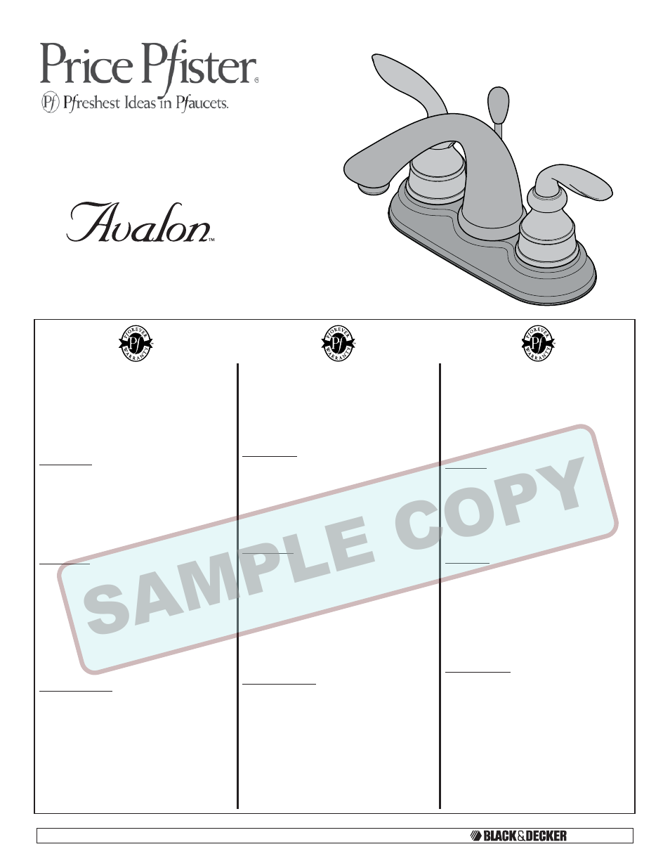 Pfister GT48-CB0Y User Manual | 12 pages