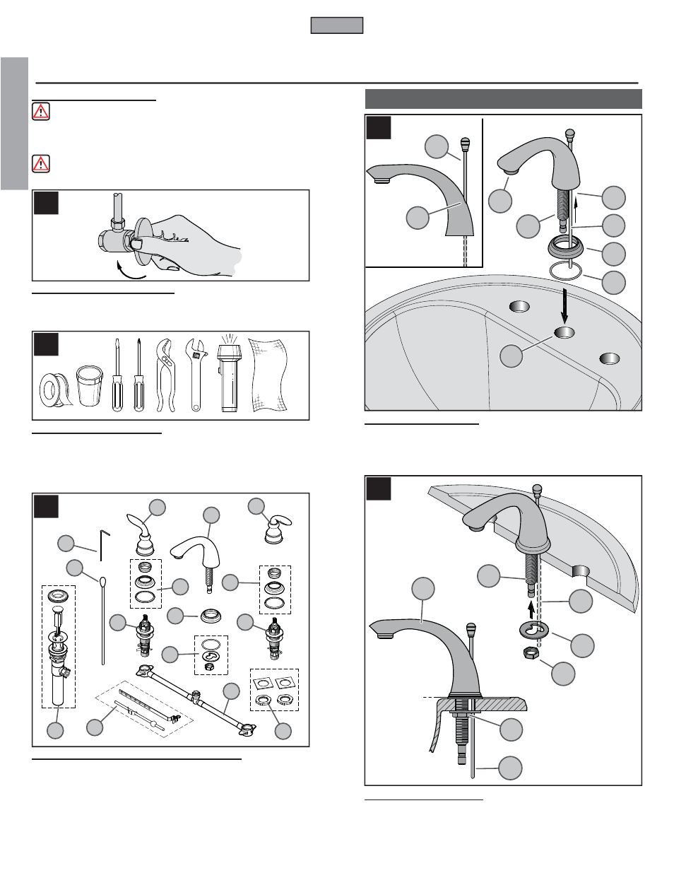 En g l is h english, Faucet installation | Pfister GT49-CB0Y User Manual | Page 2 / 14