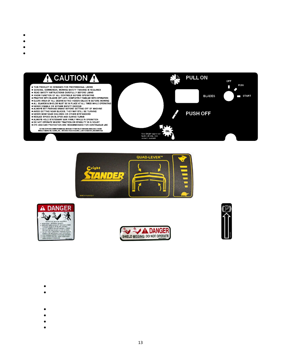 3 specifications, 2 warning, safety and instructional decals | Wright Serial 54956 and higher User Manual | Page 13 / 40