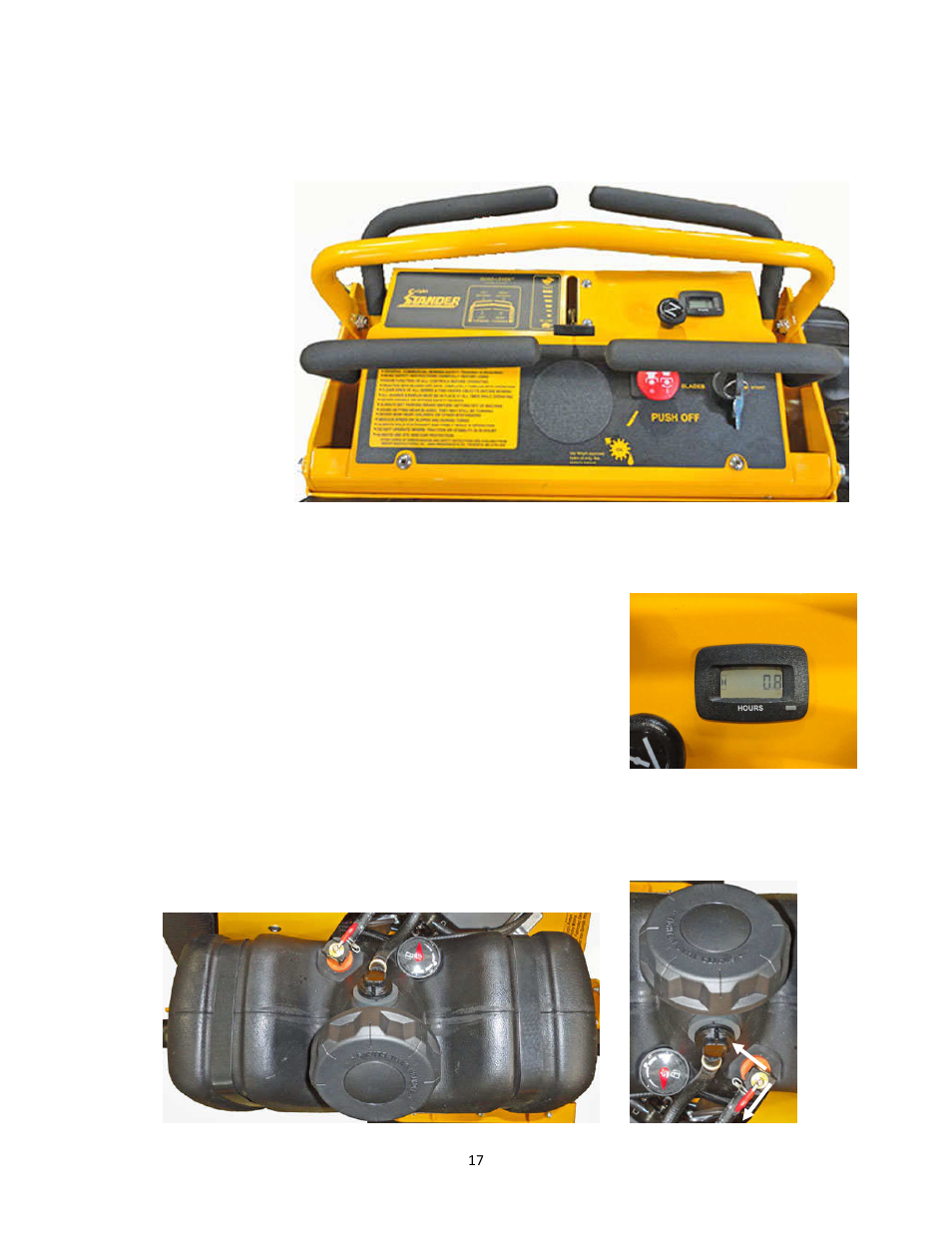 3 control panel & steering control levers, 4 digital hour meter, 5 fuel tank / shut-off valve | Wright Serial 54956 and higher User Manual | Page 17 / 40